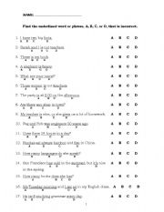 English Worksheet: ERROR ANALYSIS