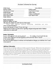 English Worksheet: Student information sheet