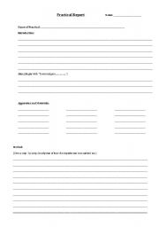 English Worksheet: Outline for a practical report in Science