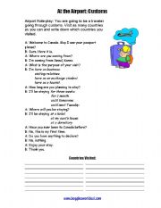 English Worksheet: At the airport roleplay