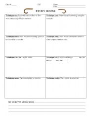 English worksheet: Story Hooks Worksheet