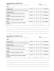 English Worksheet: EAL Speakign Test Sheet