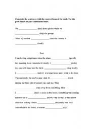English worksheet: Past simple or past continuous 