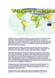 English Worksheet: Welcome to Australia
