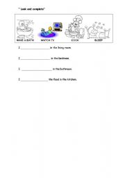 English worksheet: activities in the house
