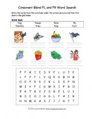 English worksheet: consonant cluster fl and fr