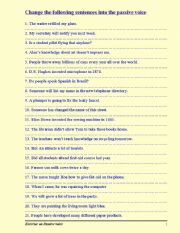 English Worksheet: Exercise on Passive voice