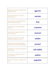 English Worksheet: Qualities of Mind Dominoe