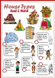 English Worksheet: House Types **Editable**