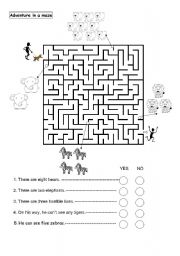 English Worksheet: adventure in a maze