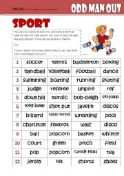 English Worksheet: Odd One Out -SPORT