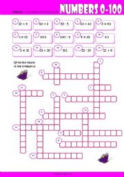 Numbers 0-100 Crossword