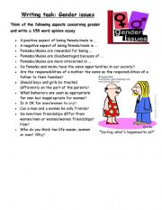 English Worksheet: Writing task on GENDER ISSUES