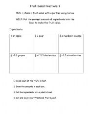 English worksheet: Fractions Fruit Salad