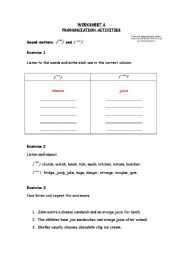 English worksheet: Pronunciation activities. Worksheet 6.