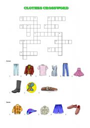 CLOTHES CROSSWORD