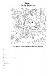 English Worksheet: I spy  IN THE BATHROOM worksheet