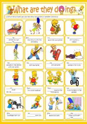 English Worksheet: Present continuous with the Simpsons