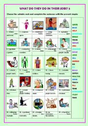 English Worksheet: What do they do in their jobs? 2 (+ key)