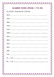 English worksheet: NUMBER WORK