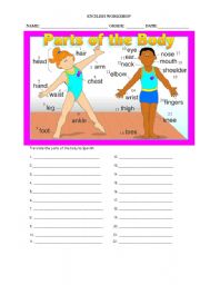 English Worksheet: parts of the body