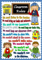 English Worksheet: Classroom Rules - POSTER