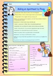 English Worksheet: Making an appointment by phone