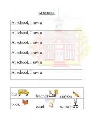 English worksheet: At School
