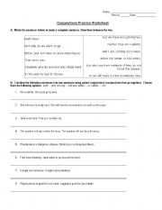 English Worksheet: CONJUNCTIONS