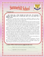 English Worksheet: Summerhill school 