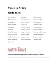English worksheet: Classroom Actions