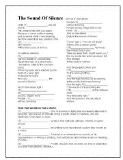 English Worksheet: THE SOUND OF SILENCE