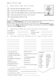 English Worksheet: April fools day