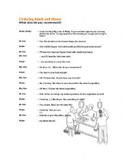 English Worksheet: Ordering Dinner