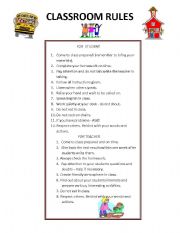 Classroom rules for students and teachers