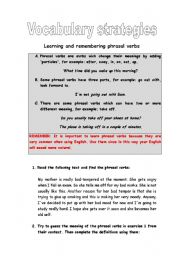 Vocabulary strategies: Phrasal verbs