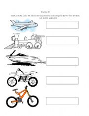 English worksheet: Transportations