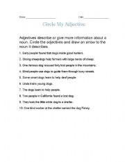 English worksheet: Cicle my Adjective