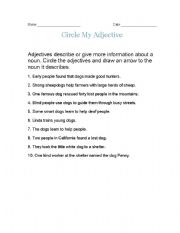 English Worksheet: Cicle my Adjective