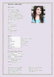 English Worksheet: Selena Gomez - Who says 