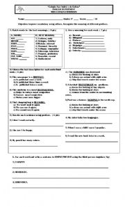 English Worksheet: Suffixes and Prefixes test