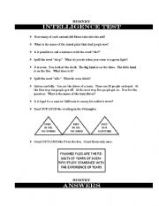 English Worksheet: Intelligence Test