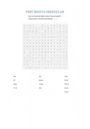 English worksheet: past simple irregular wordsearch