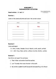English Worksheet: Pronunciation activities. Worksheet 7.