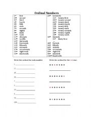 English Worksheet: Ordinal Numbers Practice