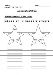 English worksheet: abc order 2