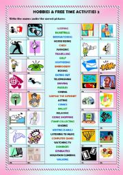 English Worksheet: Hobbies & free time activities 2/2 (+ key)