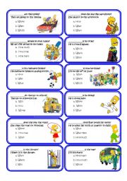 English Worksheet: Wh_questions_multiple_choice_cards with the Simpsons set1