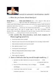 Marilyn Monroe mysterious death film worksheet FCE