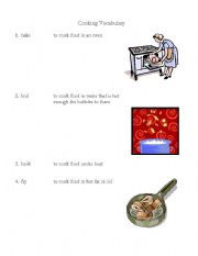 English Worksheet: Cooking Terms (5 worksheets)